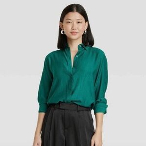 A New Day Green Button Down Top
